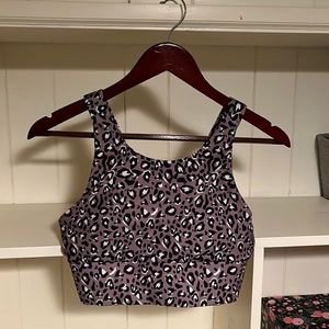 purple animal print sports bra